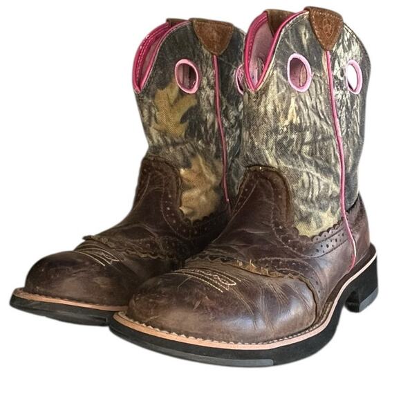 Women's Ariat Fatbaby 10006854 Leather Western Cowgirl Boot Size 6.5B Brown - Picture 2 of 6